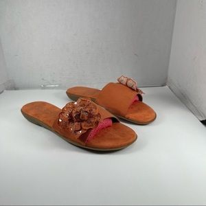Aerosoles Women’s Orange Floral Sandal Flats Size 9